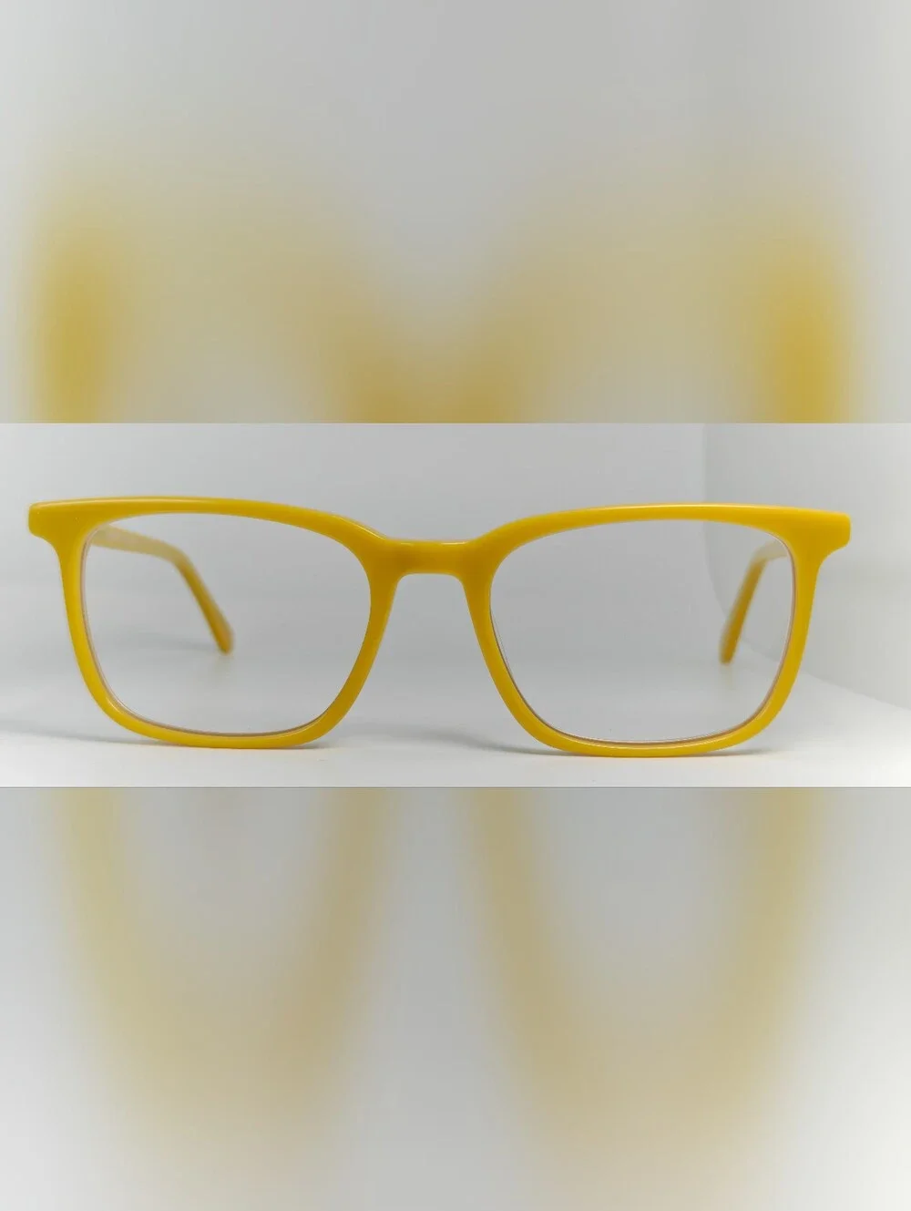 Etched. Mustard Yellow Eyeglass Frames Trendy Color. Rectangular.